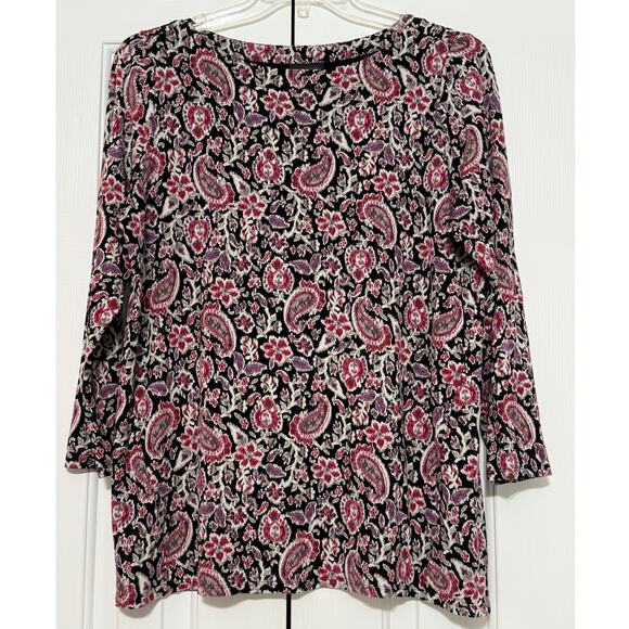 J. Jill Wearever Collection Black Paisley Top/Tunic, Size LP - Picture 1 of 6